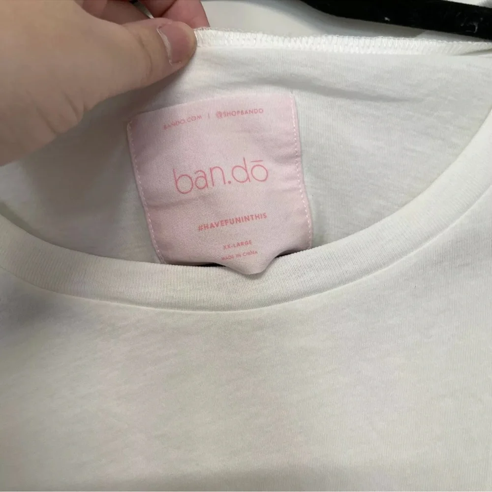 Ban.do Out Of Office White & Pink Graphic Short Sleeve Tee T-Shirt Size XXL - Picture 4 of 5